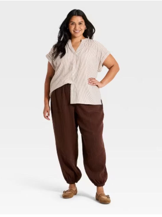 Ava & Viv Pants - Ava & Viv Pull On Cuffed Balloon Pant Size 1X NWT and 100% Cotton